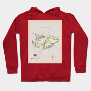 Illustrated map of the British Falkland Islands Hoodie